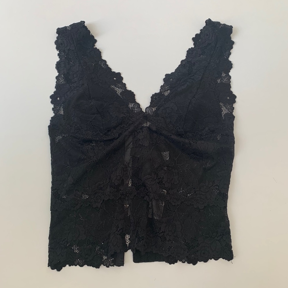 Bebe Kerri Lace Bra Top Black Tank Top